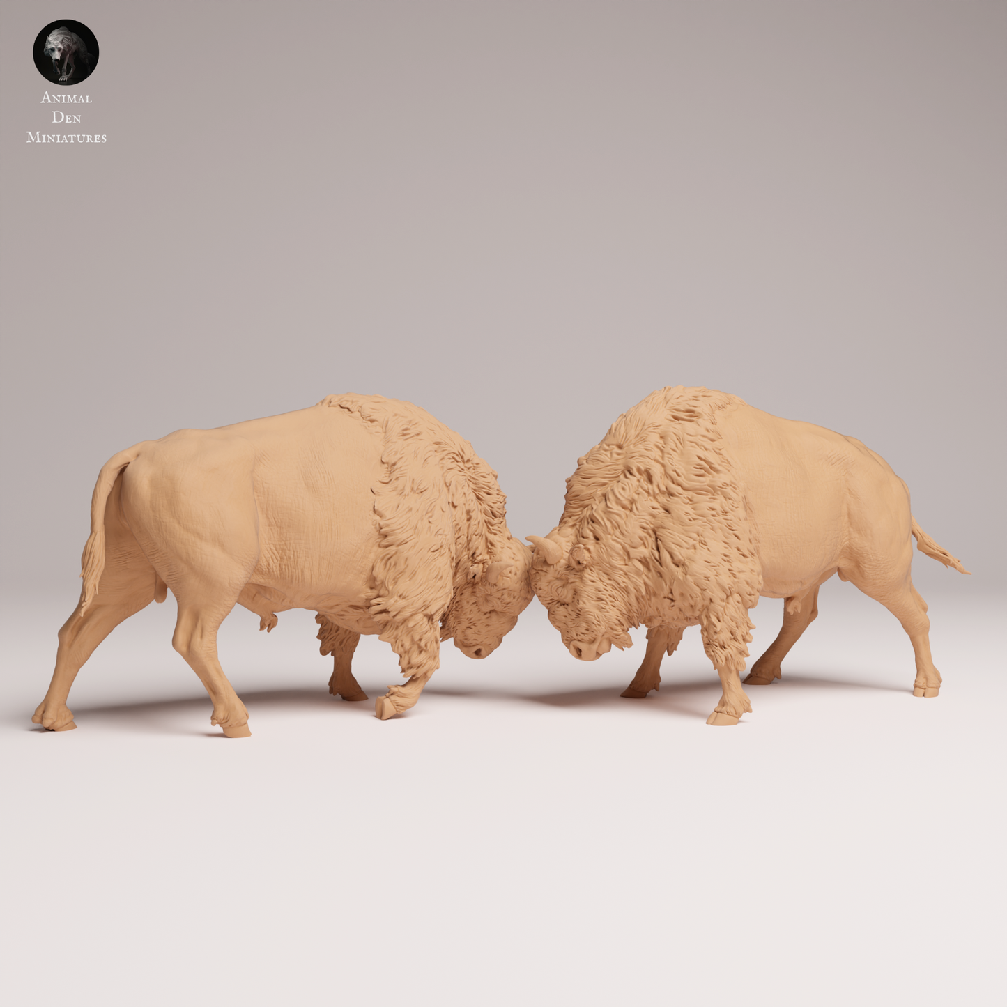 American Bisons Fight - Animal Den Miniatures