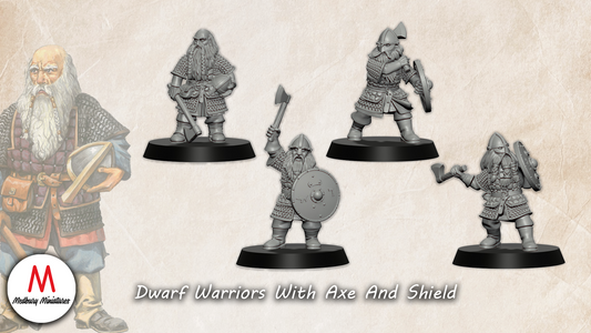 Dwarf Warriors with Hand Weapons and Shields - Medbury Miniatures