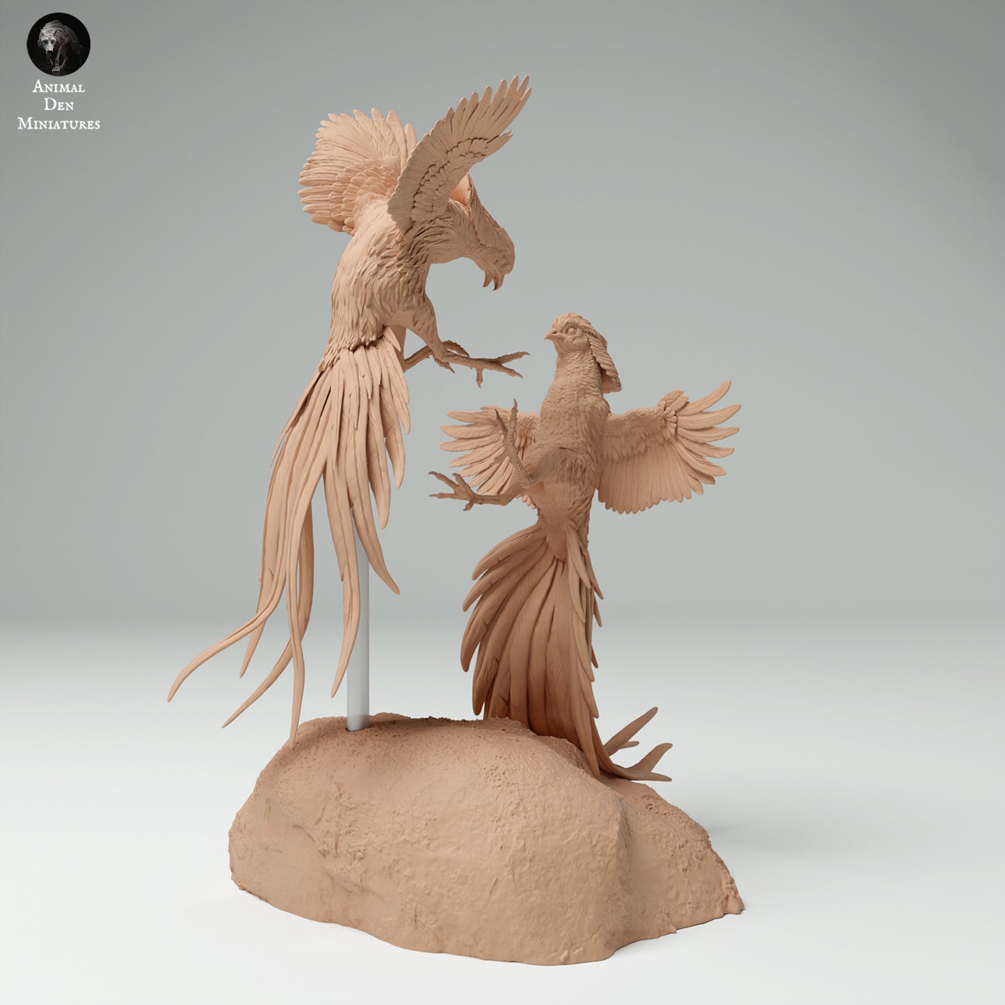 Golden Pheasants Fighting - Animal Den Miniatures