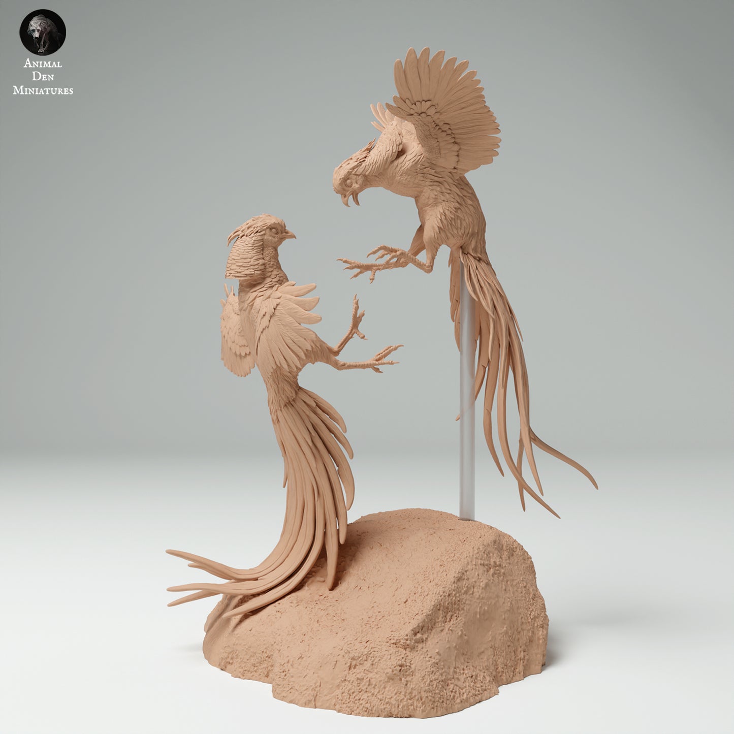 Golden Pheasants Fighting - Animal Den Miniatures