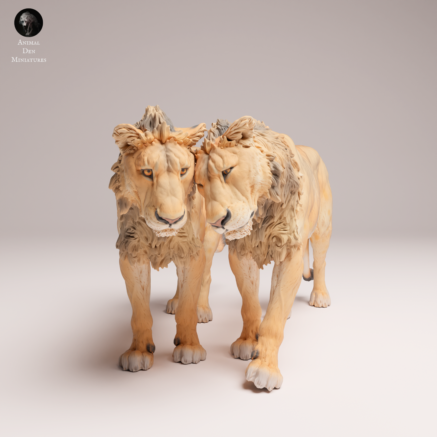 Lion Subadults Cuddle - Animal Den Miniatures