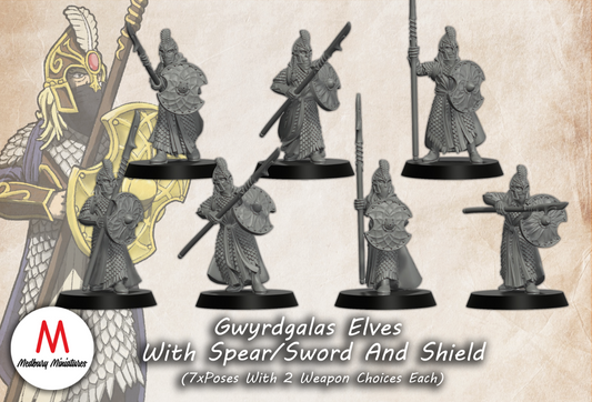 Gwyrdgalas Elves with Spears/Swords and Shields - Medbury Miniatures