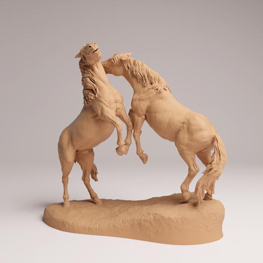 Mustangs Fight - Animal Den Miniatures