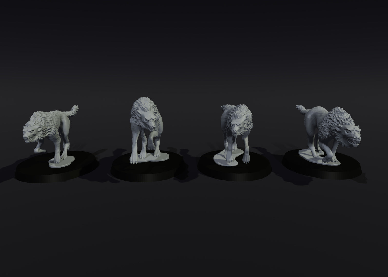 Wolves Miniatures 4 Giant Wolves - Medbury Miniatures – HammerLine