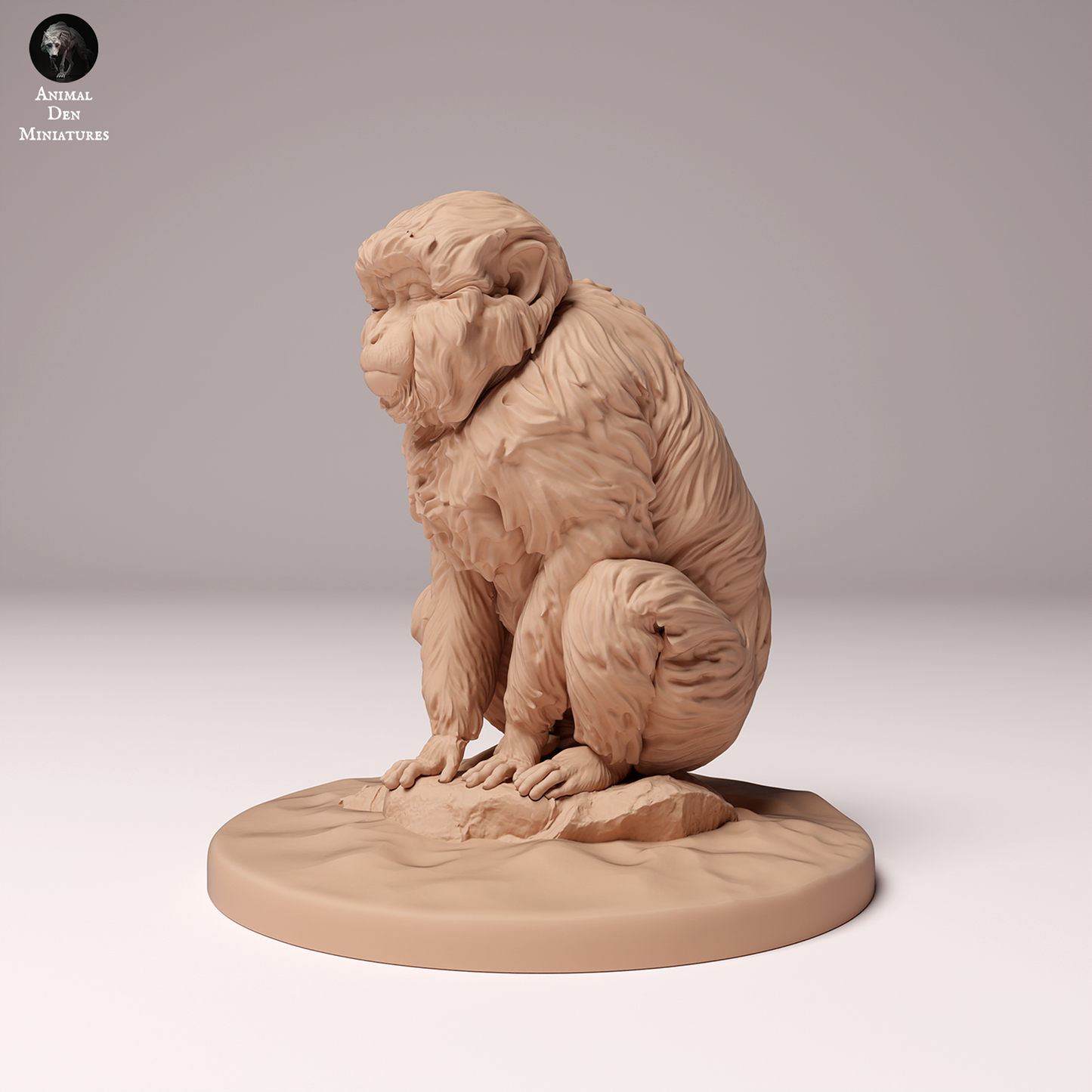 Schneeaffe (Japanmakak) sitzend - Animal Den Miniatures