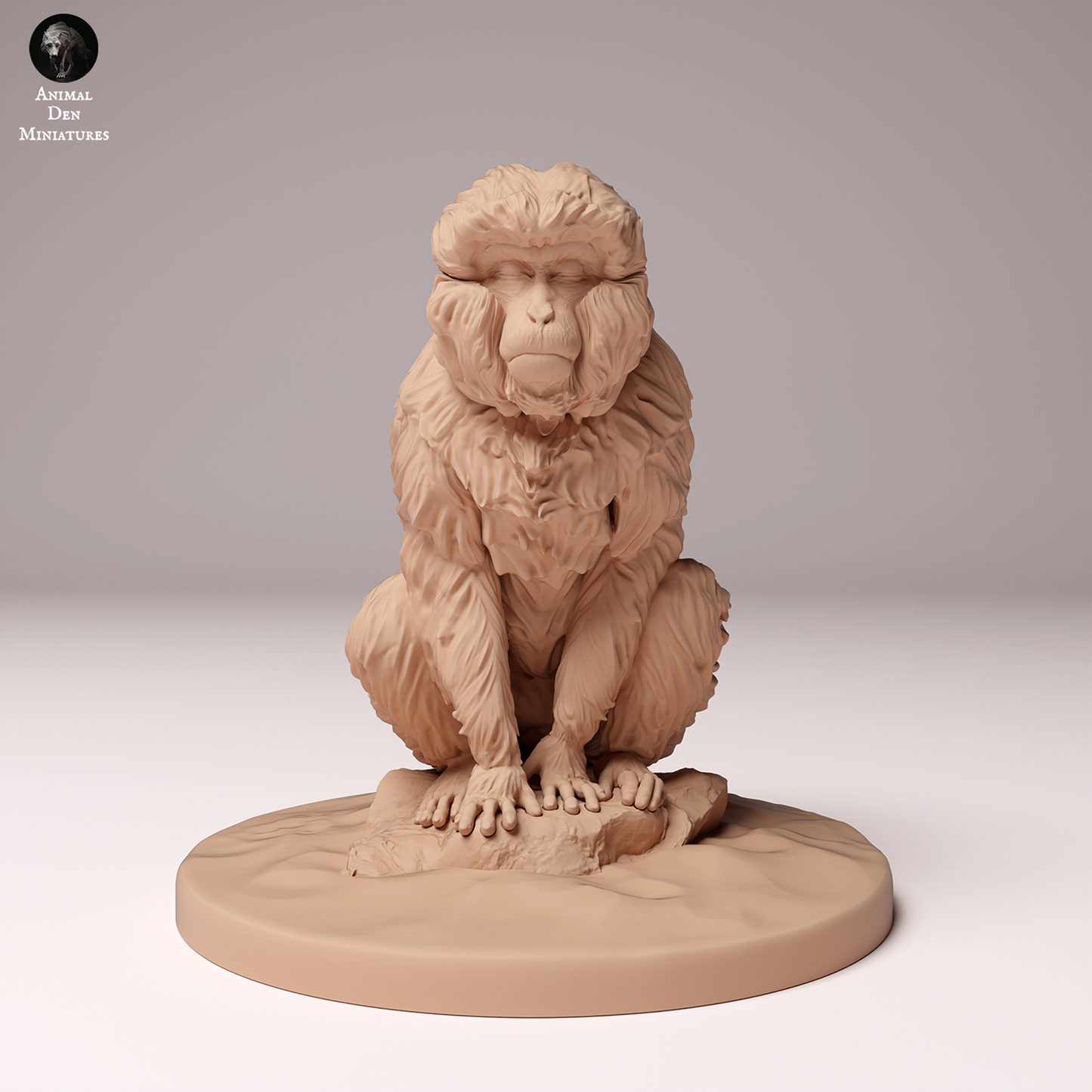 Schneeaffe (Japanmakak) sitzend - Animal Den Miniatures