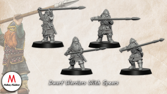 Dwarf Warriors with Spears - Medbury Miniatures