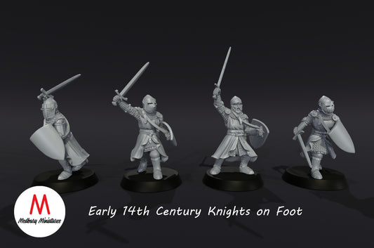 14th Century knights on Foot (Early) - Medbury Miniatures