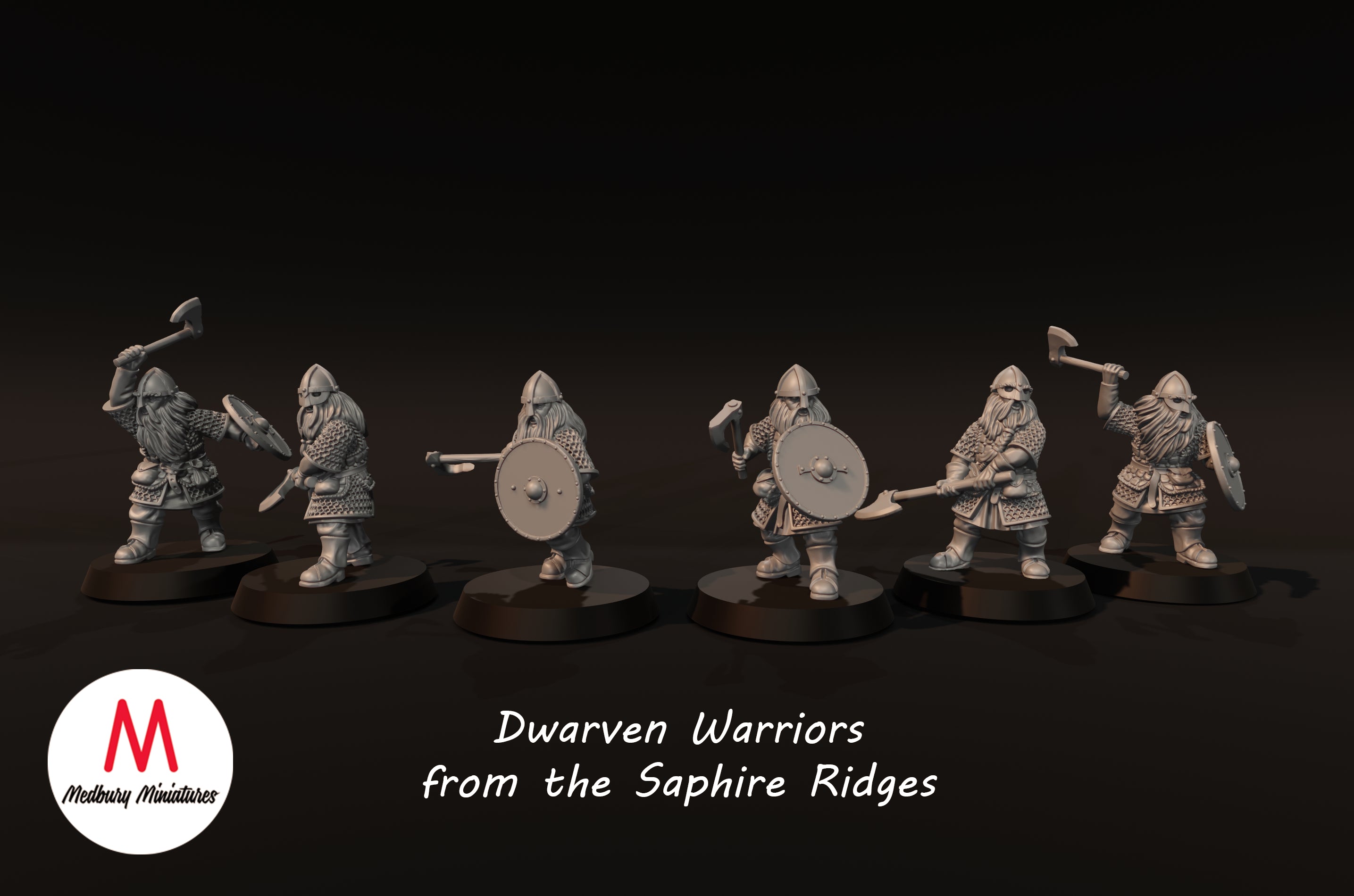 Dwarves of the Sapphire Ridges Dwarf Warriors with Axes - Medbury Mini ...