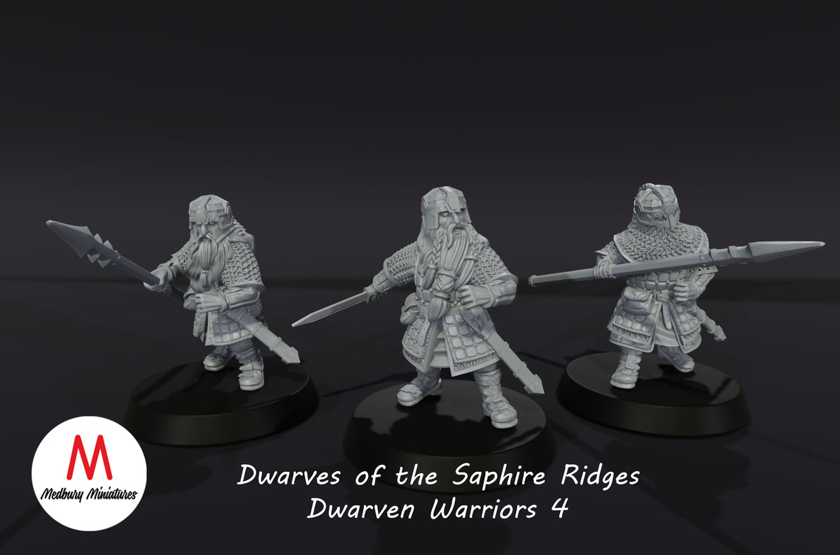 Scale Line Dwar Dwarves of the Sapphire Ridges Dwarf Warriors 4 - Medbury Miniatures ...