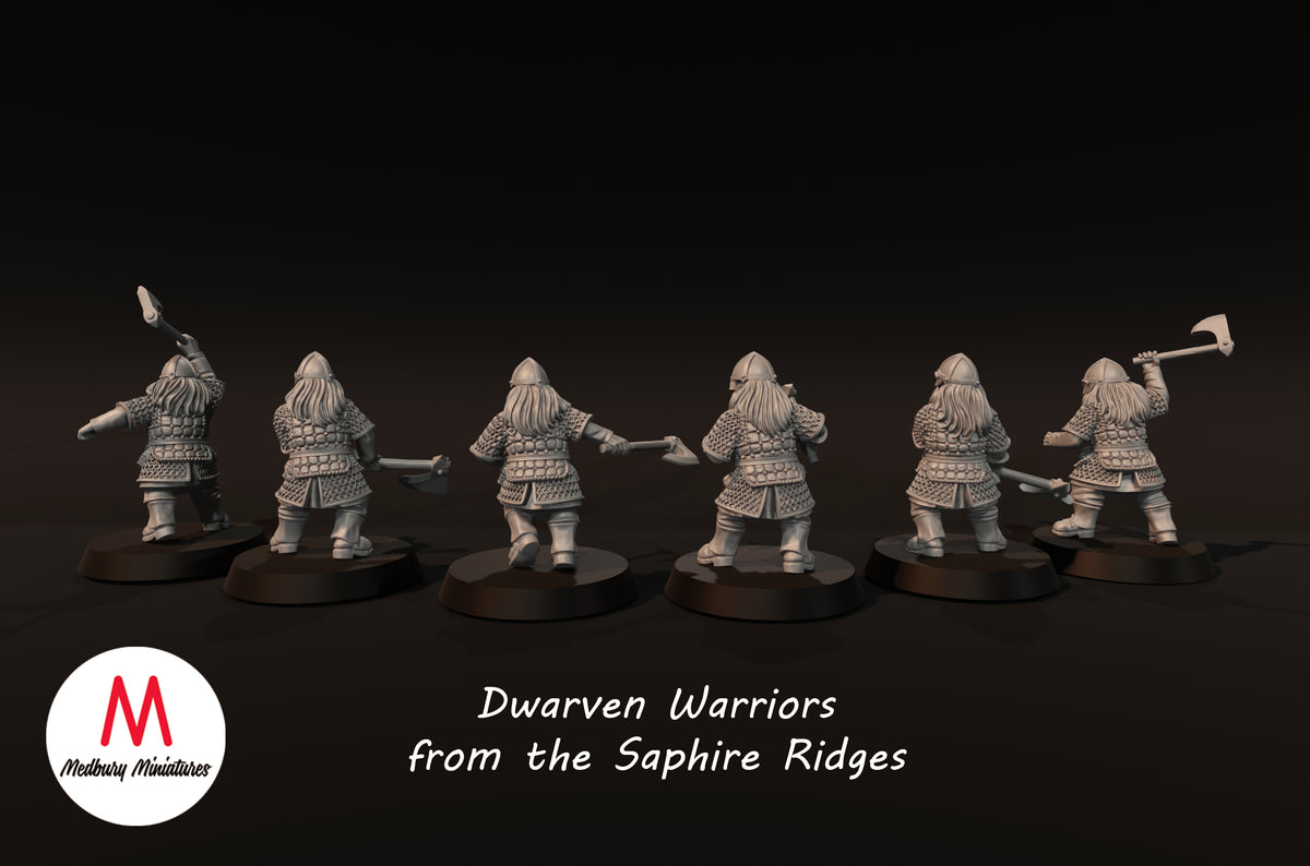 Scale Line Dwar Dwarves of the Sapphire Ridges Dwarf Warriors with Axes - Medbury Mini ...
