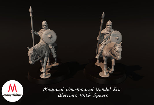 Guerriers montés sans armure de l'ère Vendel avec des lances - Medbury Miniatures